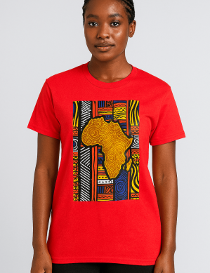 T Shirt Round Neck - African Map with Design