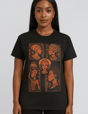 T Shirt Round Neck - African Faces